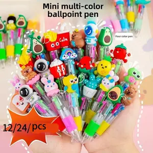 Set of 12/24pcs Cute Retractable Ballpoint Pens, Ergonomic Round Pen Body, Medium Nib, Suitable for School and Office Supplies, Multi Color Pens