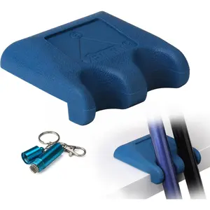 Portable Weighted 2-Hole Rubber Cue Stick Holder with Tip Tool (Blue)