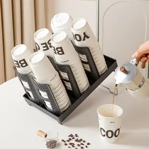 Commercial Coffee Shop Paper Cup Holder, Detachable Multi-Functional Disposable Cup Rack, Single and Dual Row Sizes, Storage Organizer