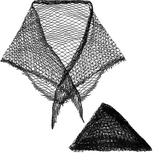 Chuangdi 2 Pieces Cotton Triangle Hair Net for Rollers, Women Hair Mesh Net Sleeping Crochet Women Triangular Setting for Sleeping, Black, 35 x 35 x 57 Inches