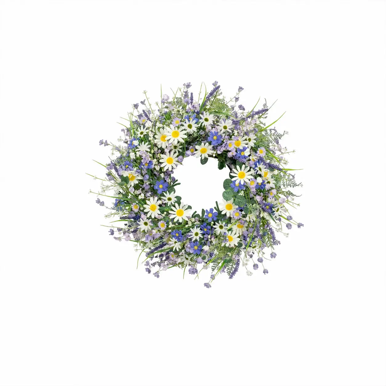 2-Pack 45cm Round Multicolor Artificial Hanging Floral Wreaths, Spring-Summer Home Decor Garland, Front Door Window Valentine’s Day Party Ornament Christmas gift grandma