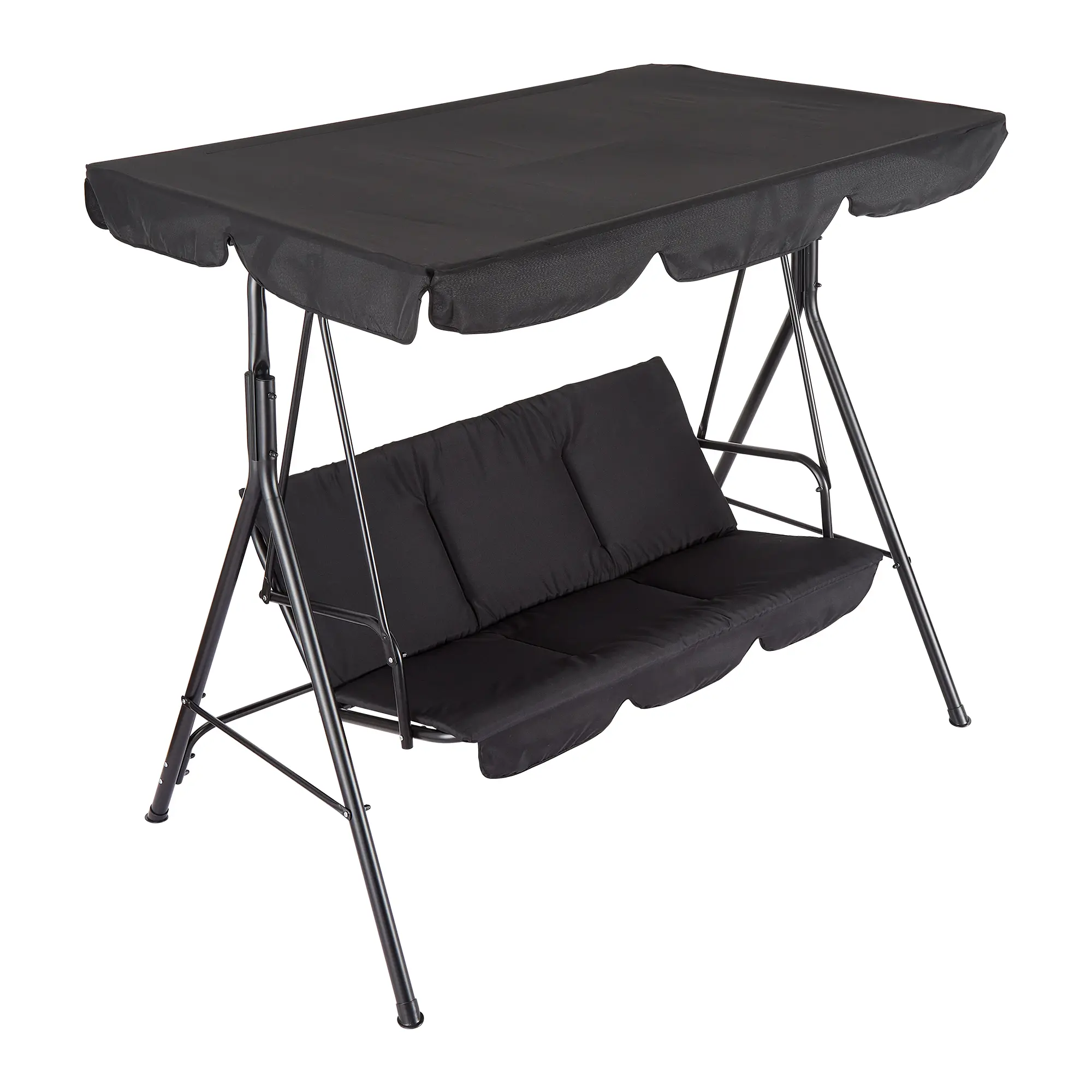 3-Seat Outdoor Swing Chair with Adjustable Canopy, Thick Cushions, Strong Spring Hooks, Non-Slip Feet, 500lbs Capacity, UV & Waterproof for Patio Garden Backyard, Outdoor Living Furniture