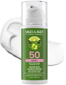 Mineral Baby Sunscreen SPF 50 with Beef Tallow for Face & Body, No White Cast, Non-Nano Zinc Oxide, UVA/UVB Protection, Fragrance Free, Reef Safe, 80 Min Water Resistant, 3.4 fl oz