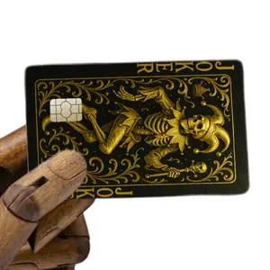 Black Gold Joker Credit Card Wrap Luxury Playing Card Design Vinyl Cover with Intricate Gold Artwork and Black Background