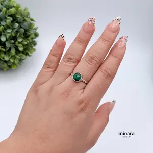 MINARA 950 Silver MALAQUITA Twisted Ring - Anillo Entorchado