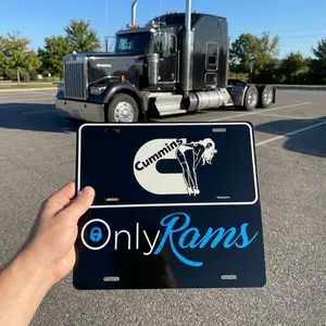 Cummins Pinup Girl, OnlyRams Parody, Vanity license plate, Diesel Truck Accessory, Gift for Him, Made in USA, 12x6 inch, Funny Novelty Plate, Ram Truck Decor, Metal Front Tag