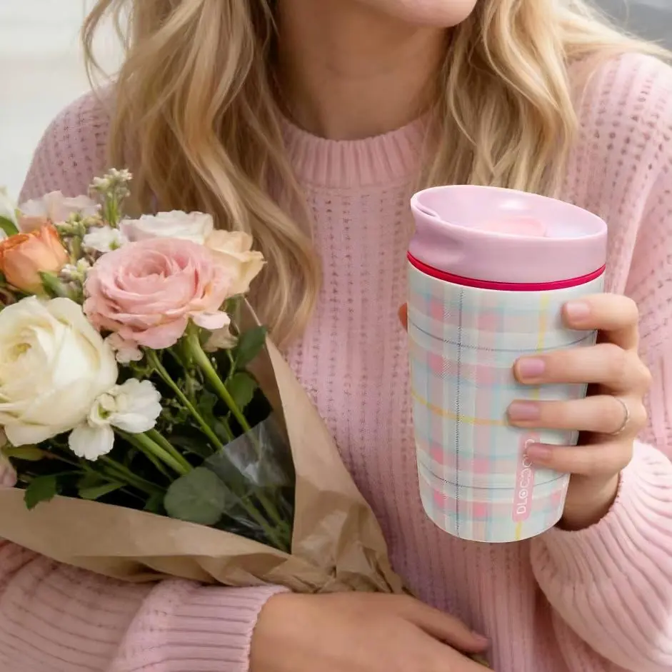 DLOCCOLD 12oz 20 oz coffee mug with Lid, Leakproof Insulated Travel Cup Tumbler with Spill Resistant Lid, Reusable Stainless Steel Tumbler Mug, Cupholder Friendly