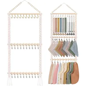 Pacifier Clip Holder  Bibs Organizer, Neutral  Bandana Drool Bibs Holder -  Burp Cloths Organizer Storage Hanging Wall Decor for    Girls and Boys Room