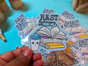 Rest and Recharging Are Important Sticker – Waterproof Self-Care Vinyl Decal