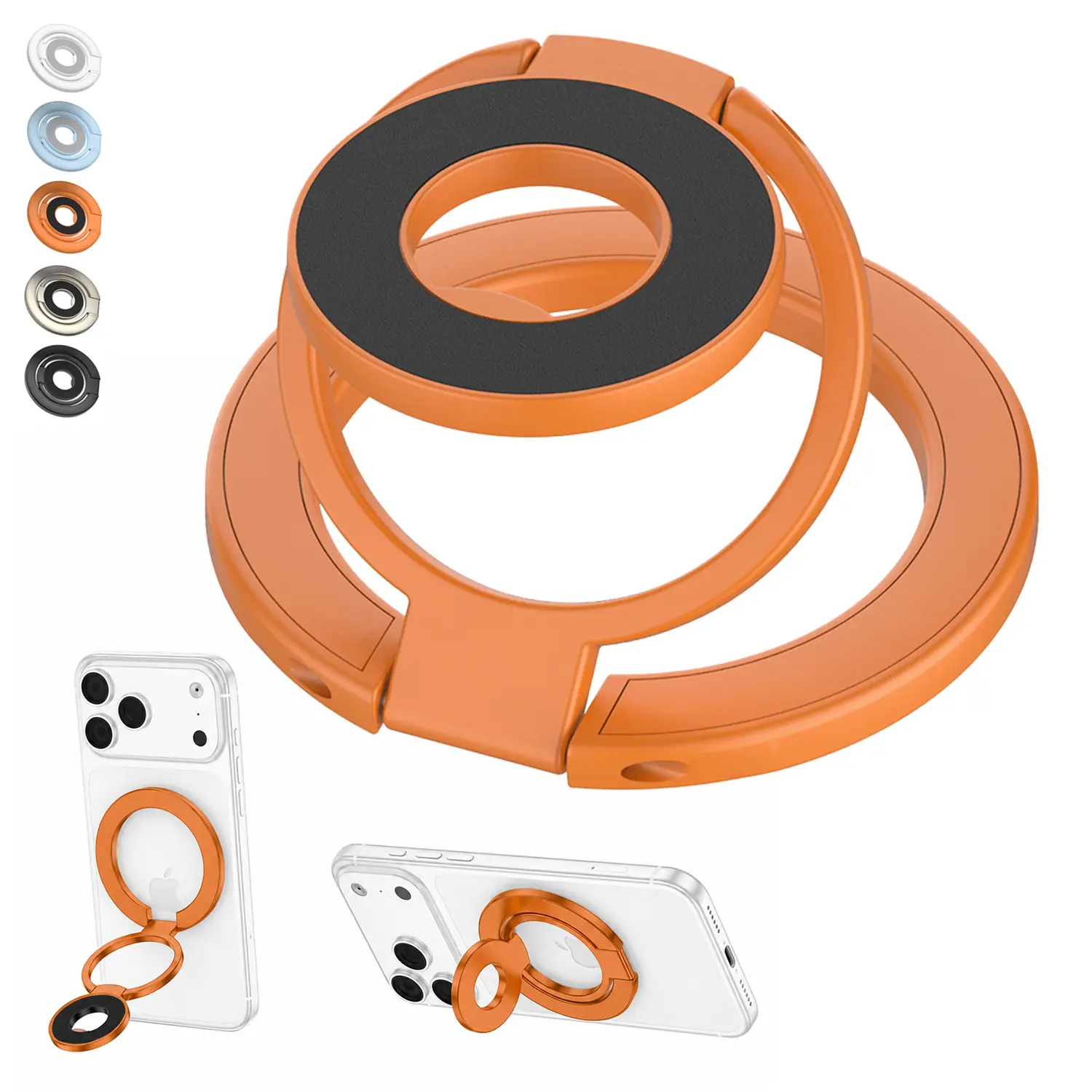 Magnetic Phone Ring Holder for iPhone 17 Pro Max/Air/17e/16e/16/15 Pro Max, 360° Rotation MagSafe Phone Grip Stand Finger Ring Kickstand Two-Sided Magnet for Samsung Galaxy S26 Ultra/S25 FE/S25  tiktokshopbacktoschool Adjustable Alloy, Accessories, Mount