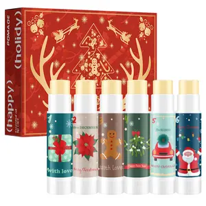 YIMEI Christmas 6-Piece Lip Balm Gift Set with Festive Designs & Holiday Themes for Seasonal Gifting Perfect for Christmas Season