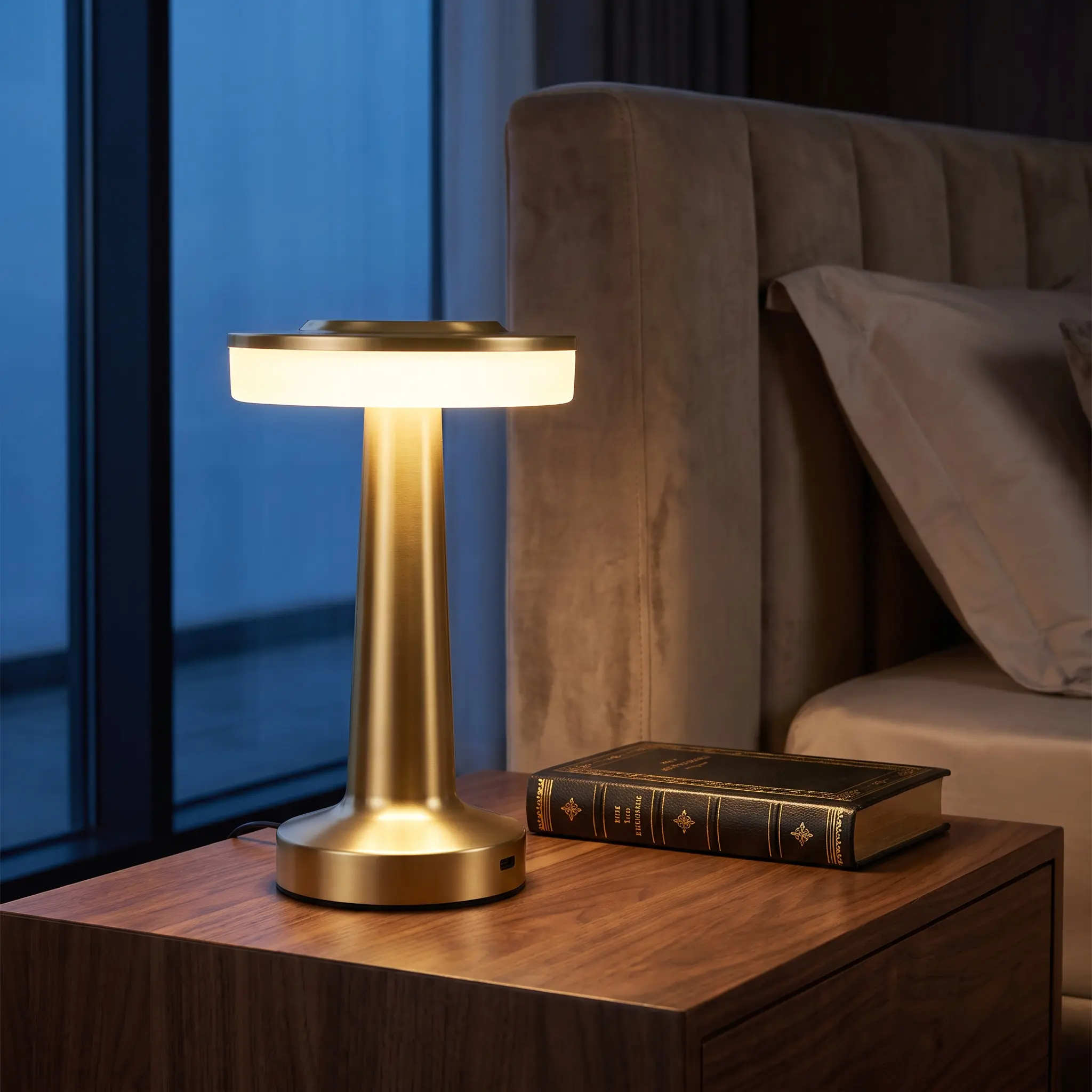 LED Warm-Toned Touch-Sensitive Desk Lamp for Camping - 3-Level Dimming, Eye-Strain Reducing, Cozy Lighting for Bedroom Study Office Bedside Setup