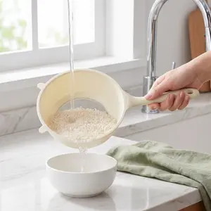 MREGB Viral Rice Washer Bowl with Handle, Fine Mesh No Rice Loss, Multi-Use Colander for Fruits Veggies, TikTokMadeMeBuyIt Kitchen Gadget