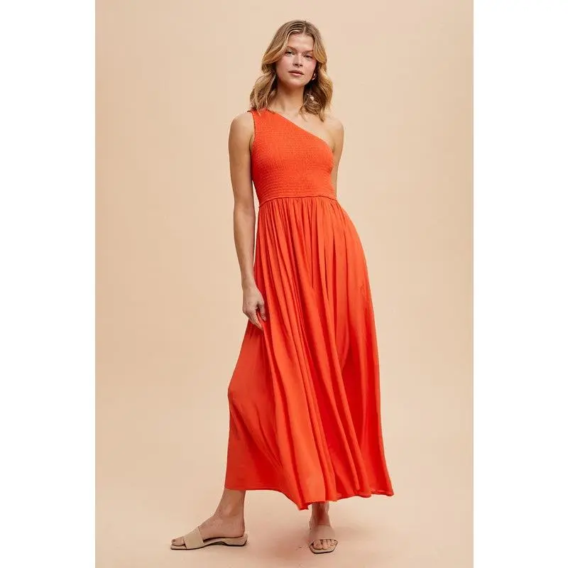 Kelsey One Shoulder Coral Dress