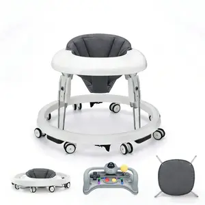 Folding baby walker! Anti roll 8 wheels+brakes, suitable for babies aged 6-18 months, with music lights andador de bebe detachable toy house bed toddler parabebé basinet bedside sleeper height bassinet cosleeper nature pedic partner