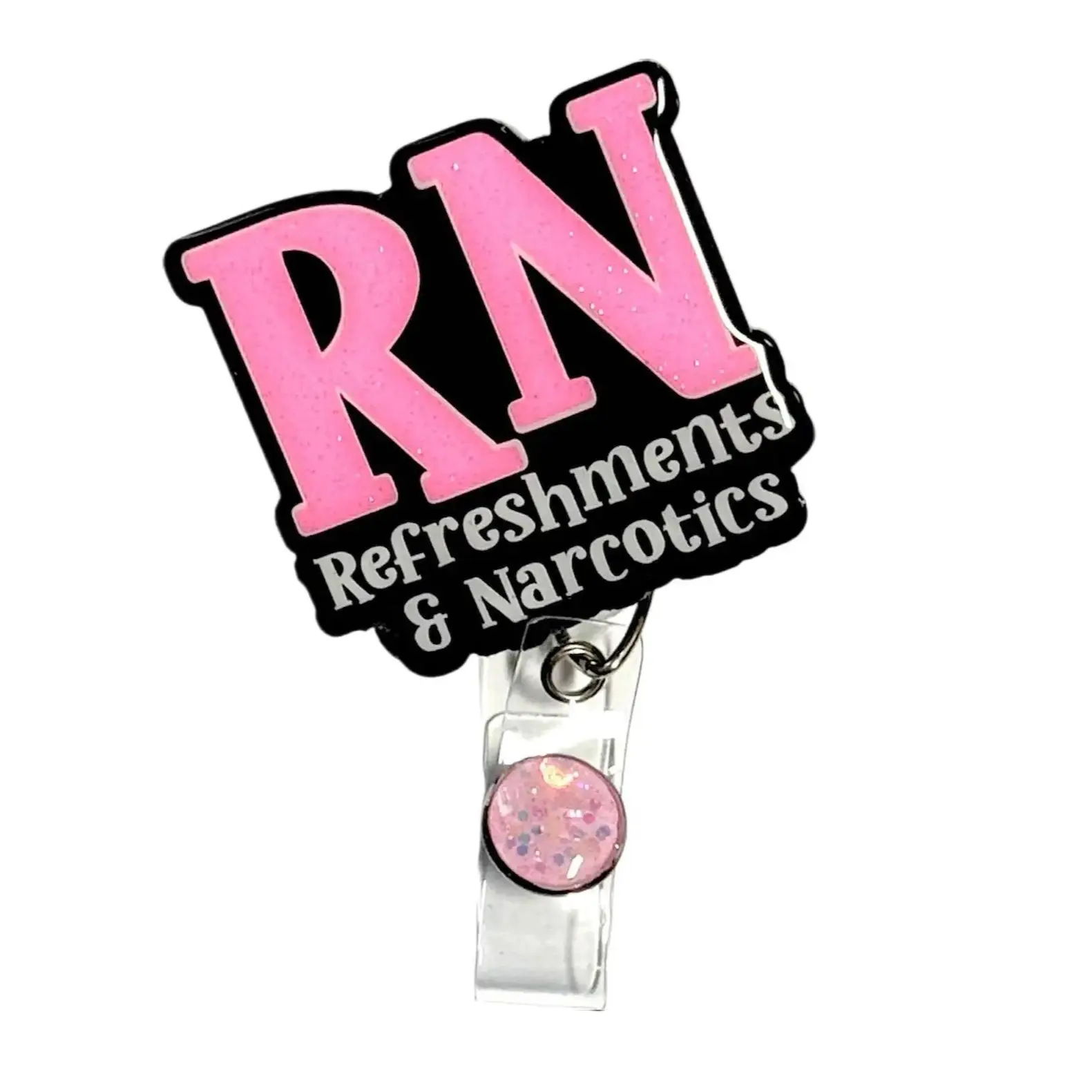RN Badge Reel, Retractable Swivel Alligator Clip, 2”, Nurse, Funny