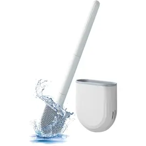 RV Silicone Toilet Brush with Holder, Toilet Bowl Brush for RV Travel Trailers/Campers, Anti-Drip Anti-Roll Compact Toilet Cleaner for Small Bathroom,Made by Rvers for Rvers Thaibna