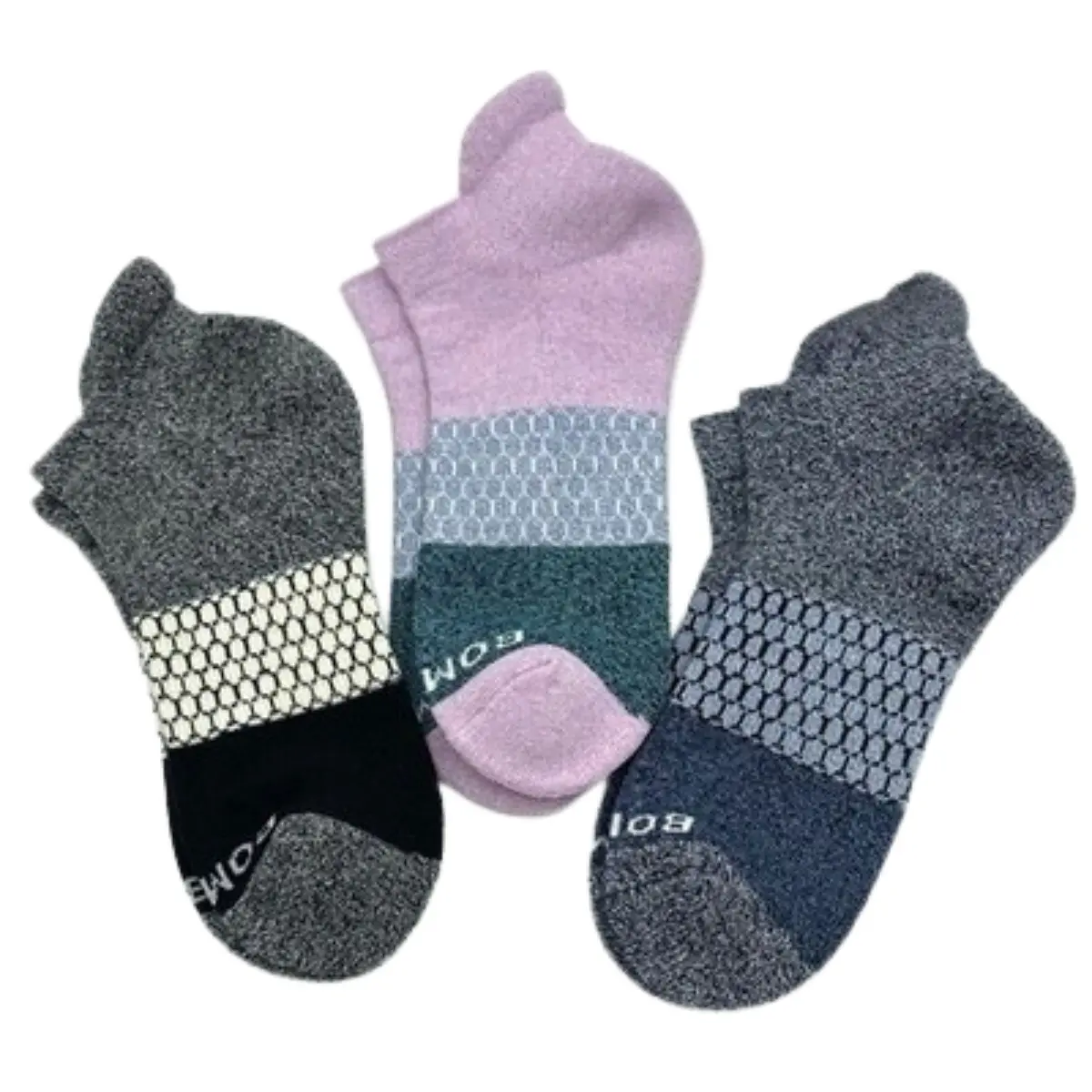 Pack 2,3,5 Bombas Ankle Socks, Cushioned Footbed & Honeycomb Arch Support, Seamless Toe, Blister Tab, Soft Cotton Blend, Size S, M, L, Women's Men's Daily wear Menswear Ball
