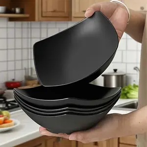 4-Piece Salad Bowl Set, Modern Design for Home Parties & Daily Use, Microwave Safe, Dishwasher Friendly, Durable Plastic Bowls, Kitchenware