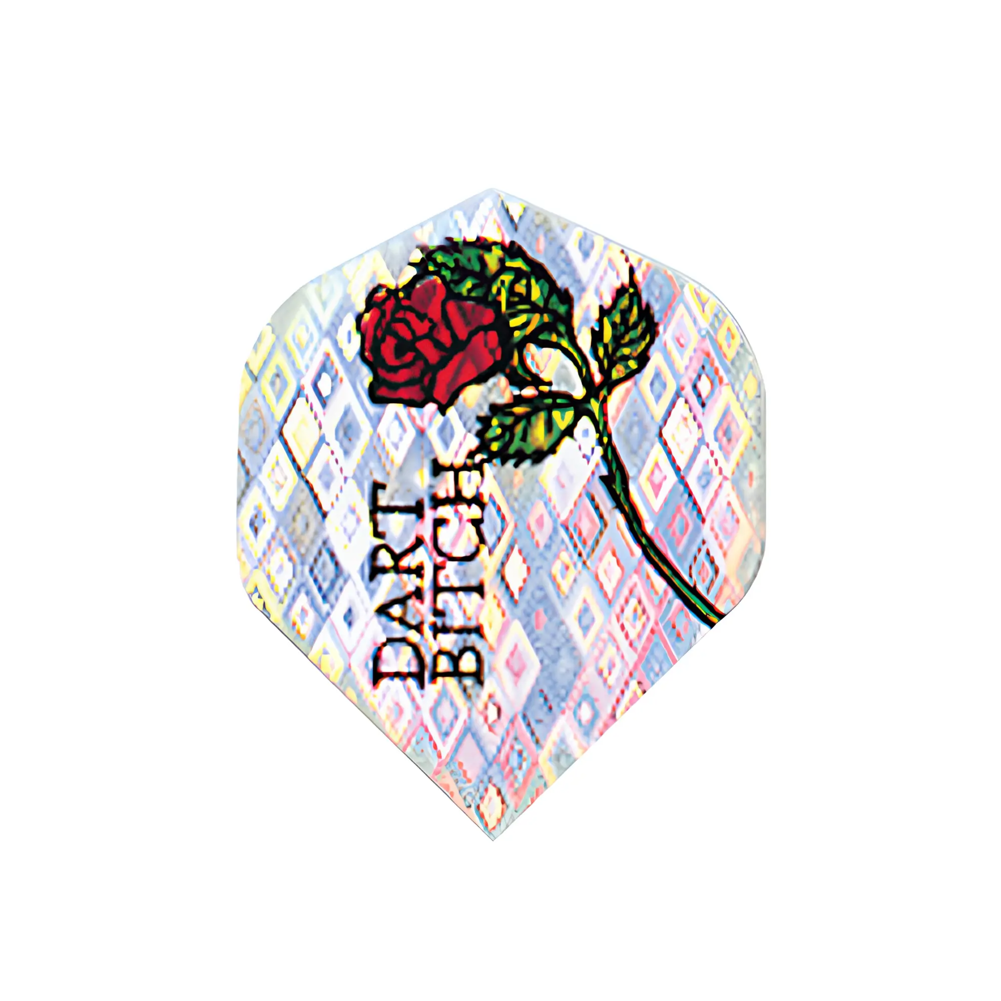 Adults' Standard Shape Dart Flights, 100 Microns Durable Construction, Reflective Rose Pattern, 2D Glitter Finish