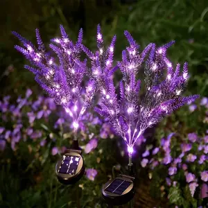 2026 New Solar Powered Lavender Lights, 7 Heads Purple Light 49LED Garden Stake Lights, Bring Provence Flower Sea to Your Home, Romantic Outdoor Atmosphere Lights for Yard, Easter, 4th of July, Wedding, Party, Perfect Mother's Day Gift & Festival Outdoor