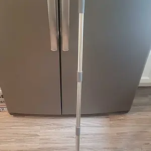 3-in-1 Floor Scrub Brush with Long Adjustable Handle, 360° Bristle Brush, Smooth Silicone Squeegee Broom for Concrete, Tile, Deck Cleaning, Grey White Black, Stainless Steel, Glass Compatible
