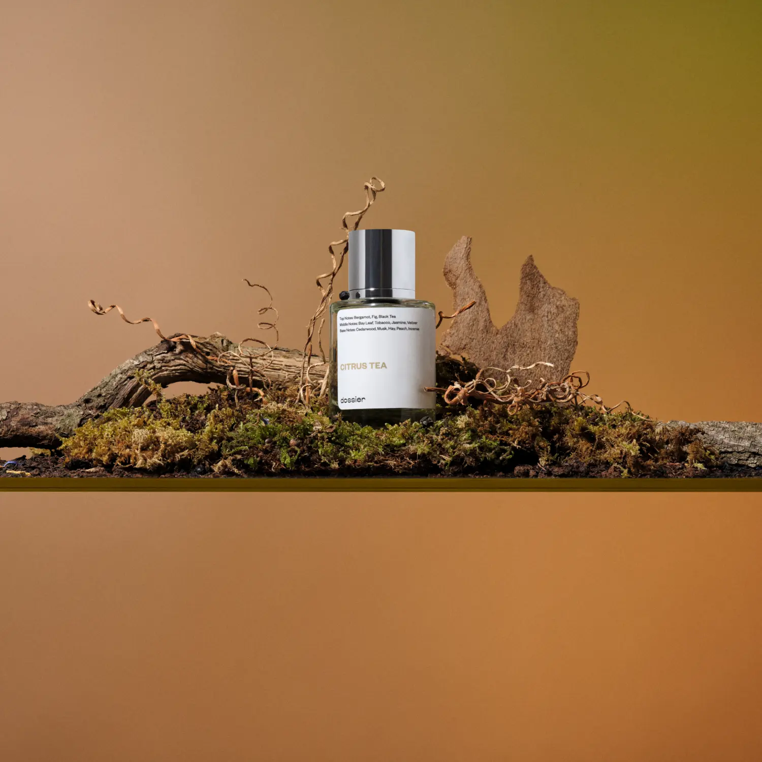 bergamot fig and tobacco eau de parfum Citrus Tea, Dossier, Unisex Perfume, Eau de Parfum, 50ml, Bergamot, Fig,  Black Tea, Jasmine, Vetiver, Cedarwood, Musk, Peach, Incense
