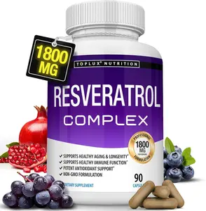 NEWE !!! Resveratrol Supplement 1800 mg Antioxidant Complex - Highly Potent Natural Trans-Resveratrol Pills for Healthy Aging, Overall Health Support, Immune System, Brain Function, for Men Women, 90 Capsules