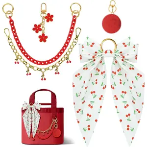 ZZLOVE 5PCS Tote Bag Charms Kit, Bag Accessories Compatible with YETI Camino 20/35/58 Carryall & Bogg Beach Tote Bag Decor Kit, Bow, Plush Ball, Flowers Charm, Cuba & Decorative Chain for Girls Women