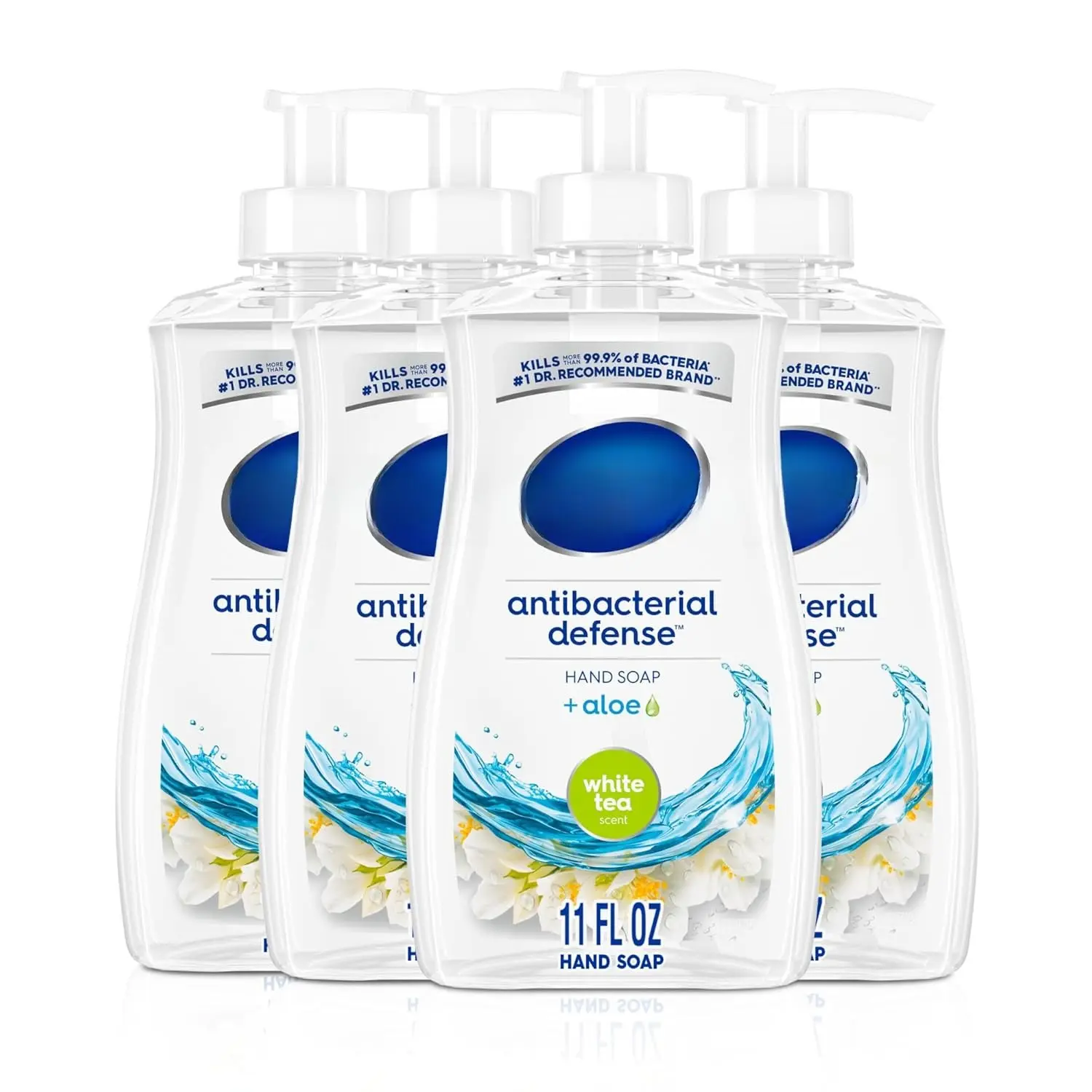 Antibacterial Liquid Hand Soap - White Tea Scent, 11 fl oz, Pack of 4 (4 Bottles), Four Bottles