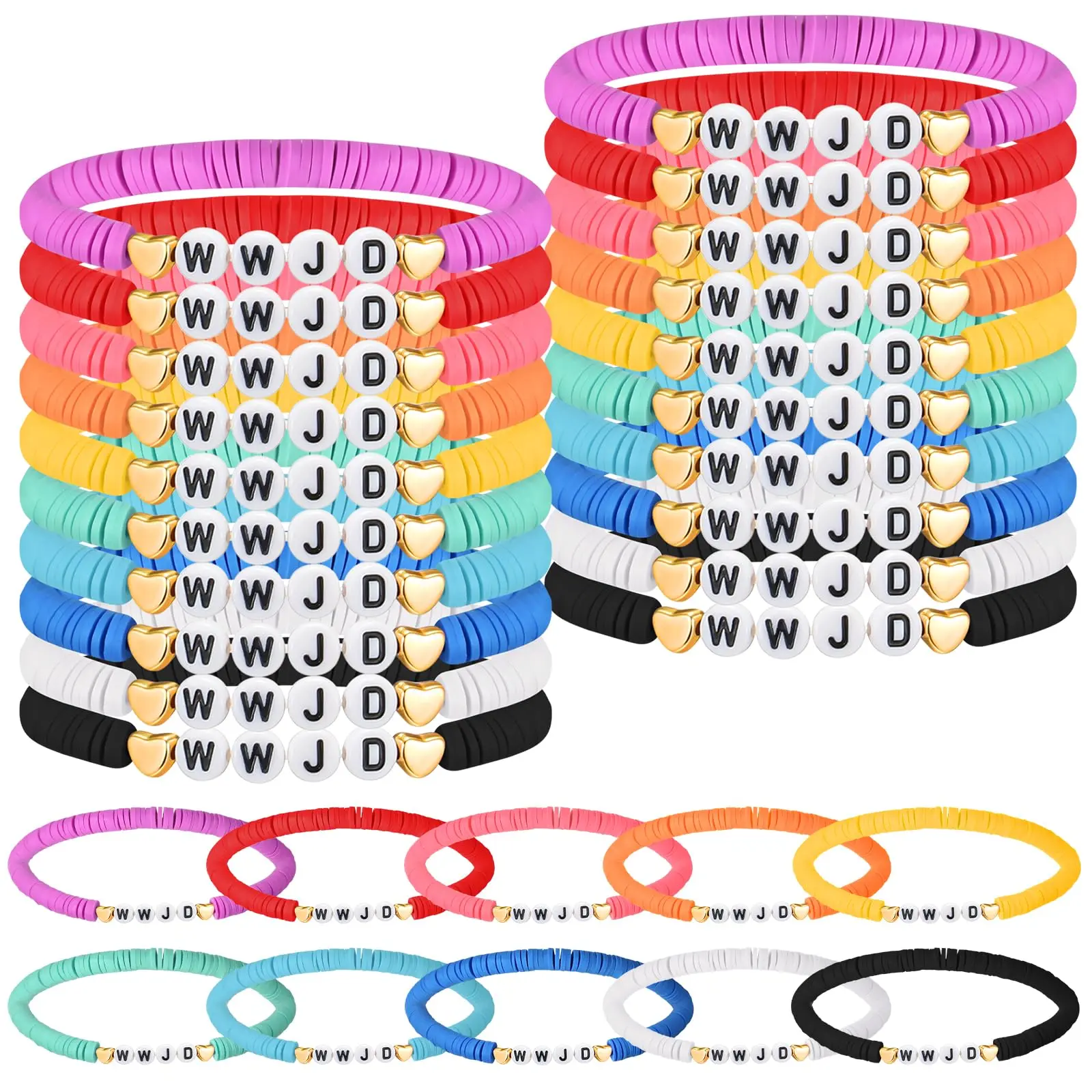 30pcs Rainbow WWJD bracelet