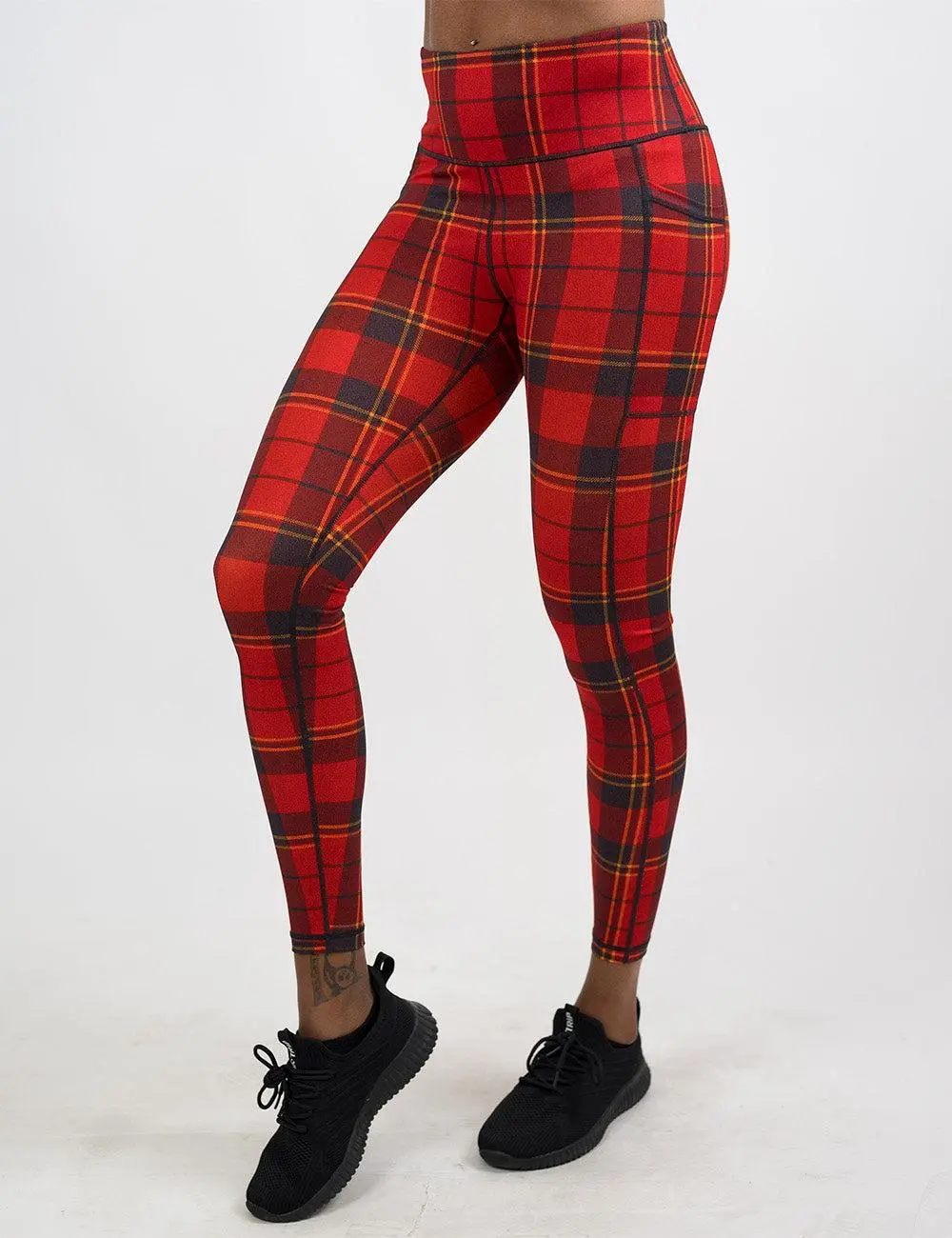 Mountain Lodge Plaid Leggings Fabric Soft Womenswear Bottom Compression Everyday