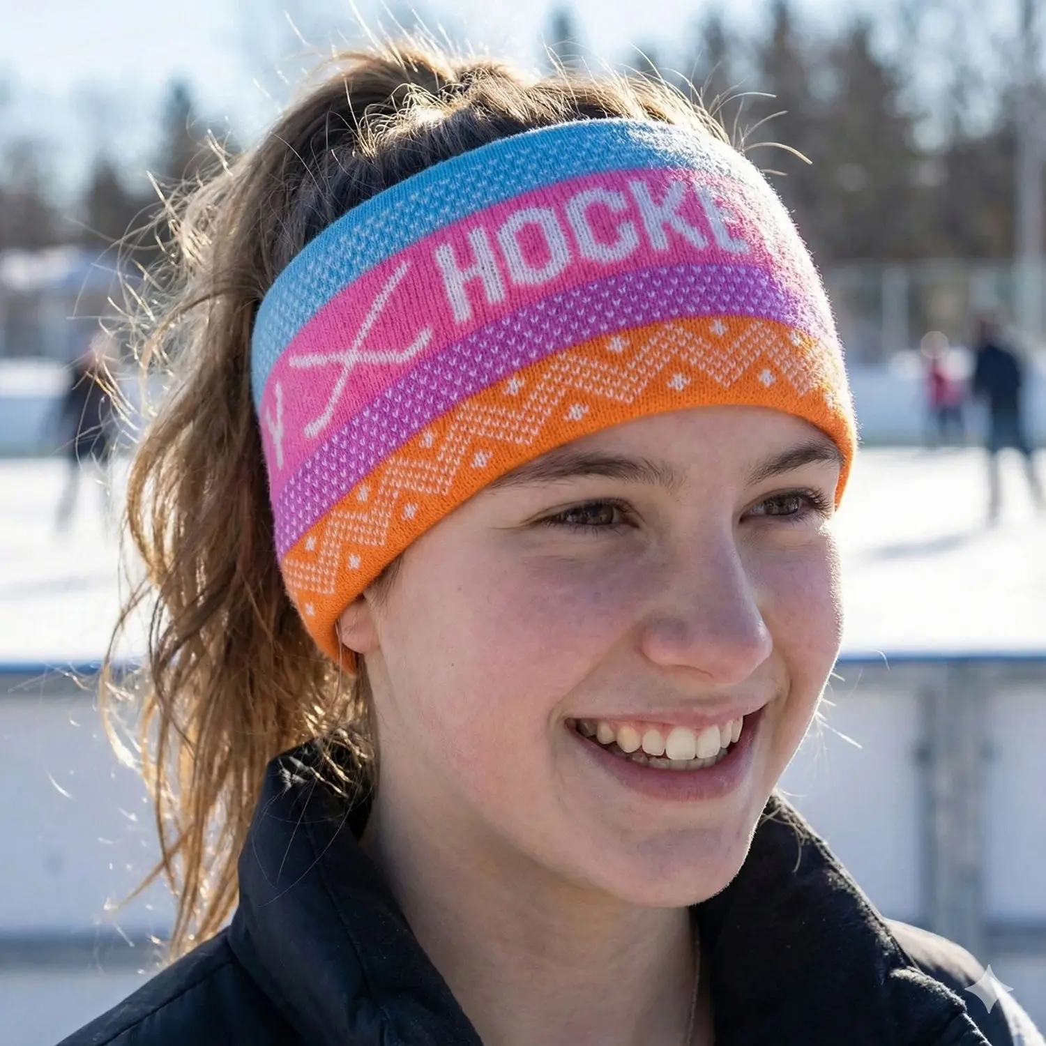 Fair Isle Knit Athletic Headband for Hockey, A Breathable Ear Warmer for the Active Athlete on Game Day, Athletic Headbands, Fair Isle Pattern, Knit Fabric, Ears Warmth, Keeps Ears Cozy