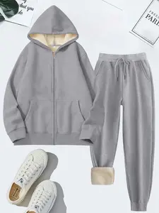 Men's Casual Hooded Sweatshirt & Pants Set, Thickened Fleece Lining, Fashionable Long Sleeve Top & Comfortable Joggers
