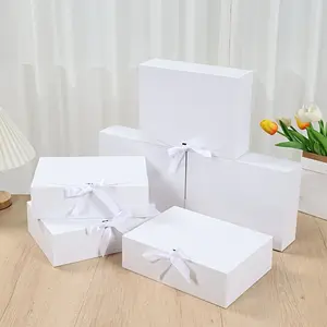 6-Pack Party Box Set, Square Ribbon Gift Boxes, 8x20x27 Cm, Wedding Bride Party Packaging, Birthday Party Decorations, Anniversary Gift Boxes