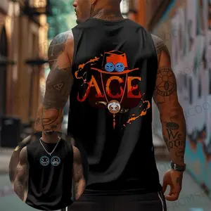 One Piece Anime Luffy Peripheral Printed Pure Cotton Tank Top2026 Fitness Men Loose Sporty Summer Fashion Top