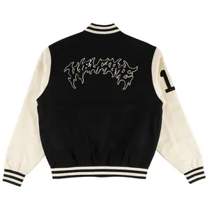 Welcome Skateboard Jacket Barb Varsity Jacket Black/Bone