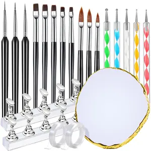 Nail Art Brushes, Nail Art Tools, Nail Design Tools, Nail Brush Set With Nail Stand, Nail Holder For Painting Nails, 11PCS Nail Brushes For Nail Art, 5PCS Nail Dotting Tool, Nail Art Palette