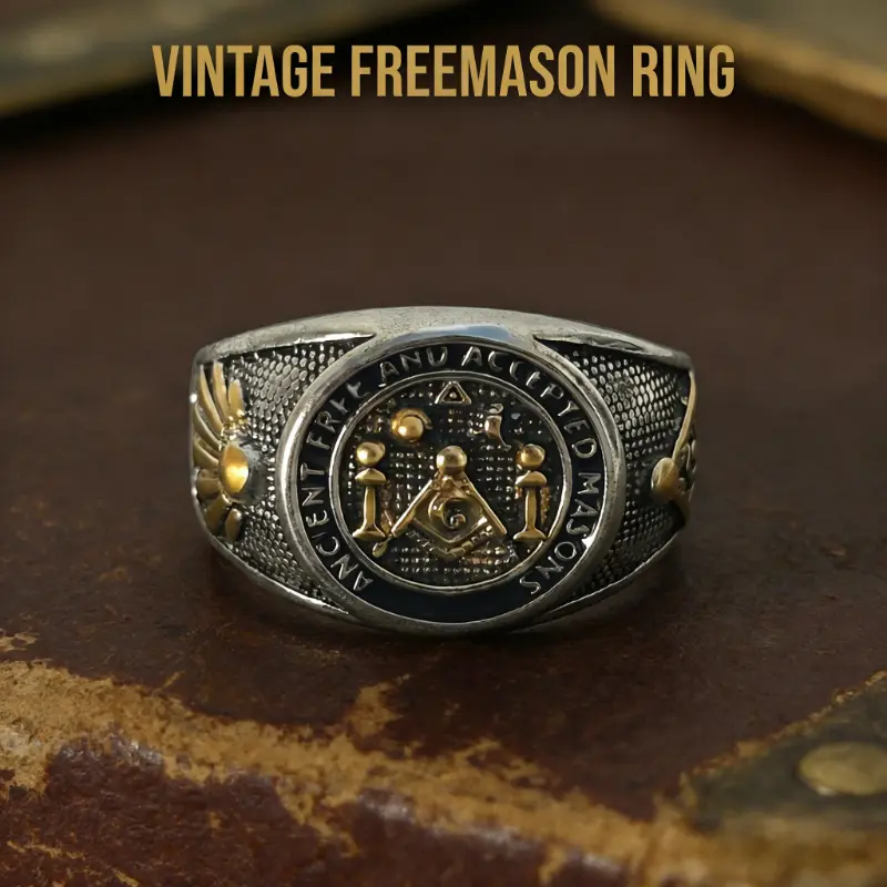Stainless Steel Men's AG Pattern Gold Plated Ring - Fashionable Avant-Garde Exquisite Jewelry for Rock Party, Banquet Gift, Stylish Rings for Men
