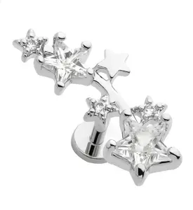 Star Arch CZ Stainless Steel Threadless Labret