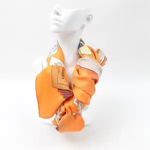 Pre-owned Hermes Orange Silk Scarf T JM0000070066
