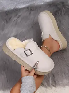 Women’s Winter Fleece Lined Clog, Comfortable Platform Slip-On Mule Shoes, Soft Cozy Slippers, Fuzzy House Slippers, Fashion Warm Indoor Outdoor House Shoes