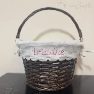Embroidered Easter Basket with Custom Name - Woven Wicker Design for Spring Celebrations