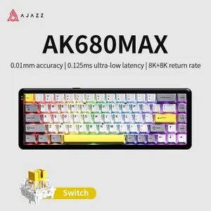 AJAZZ AK680 MAX Wired Mechanical Keyboard, 0.01mm RT Adjustable 32KHz Scanning Acquisition Rate 3000mAh RGB Light Keyboard
