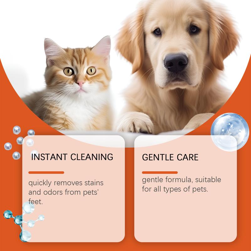 Foot foam cleaner - Gentle cleaning for cats and dogs' feet and ears, removing earwax, paw pads and odor.litter pellets, spray, litter tray, litter box, removal
