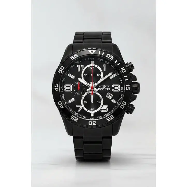 Invicta Specialty Men's Chronograph Watch 14880, Black Ion-Plated Stainless Steel, 45mm Round Face with Textured Dial, Quartz Movement, Casual Wear, Male Watch, Quartz Drive