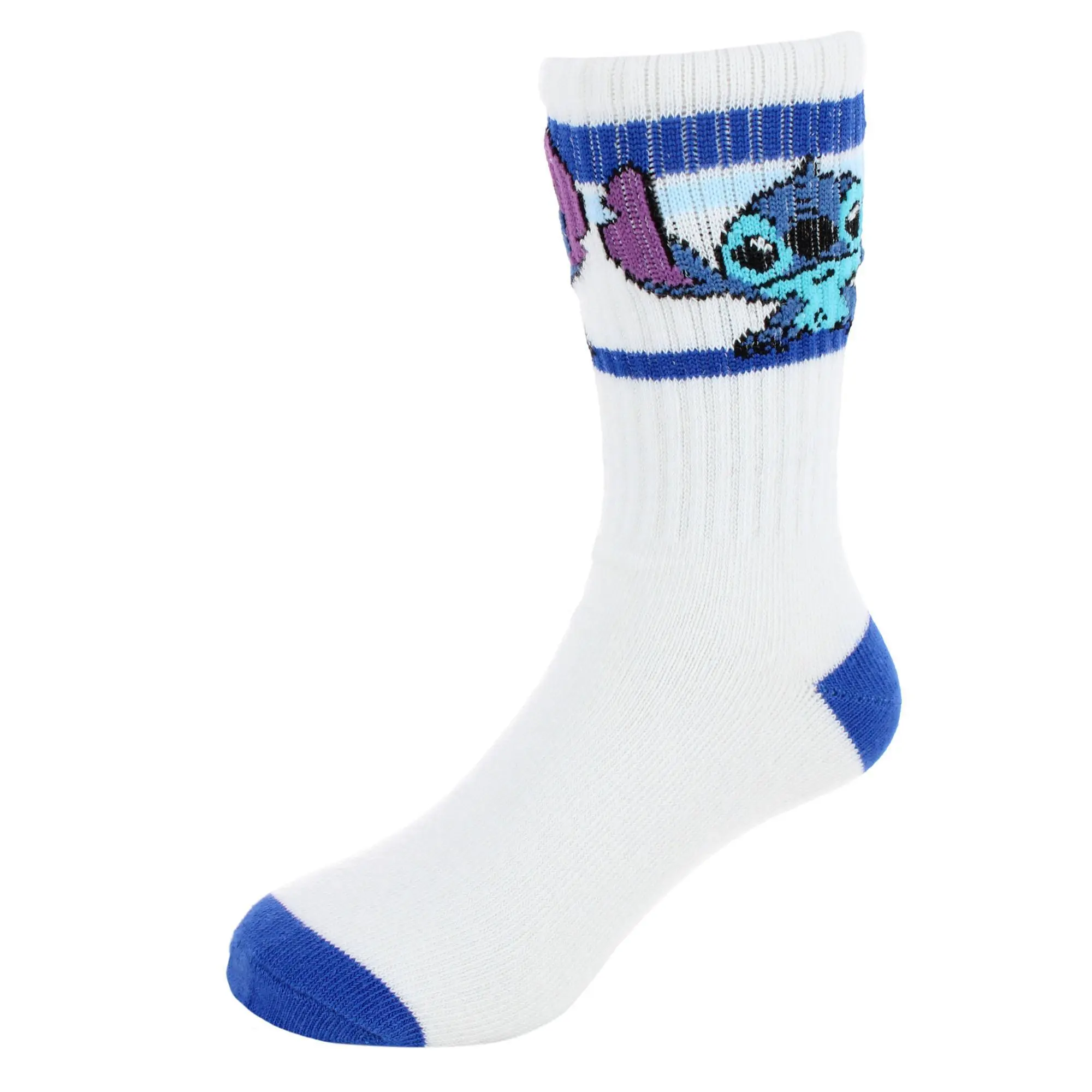 Textiel Trade Boy's Disney Lilo & Stitch Ribbed Athletic Socks (2 Pair), Crew Socks, Small, Stripes