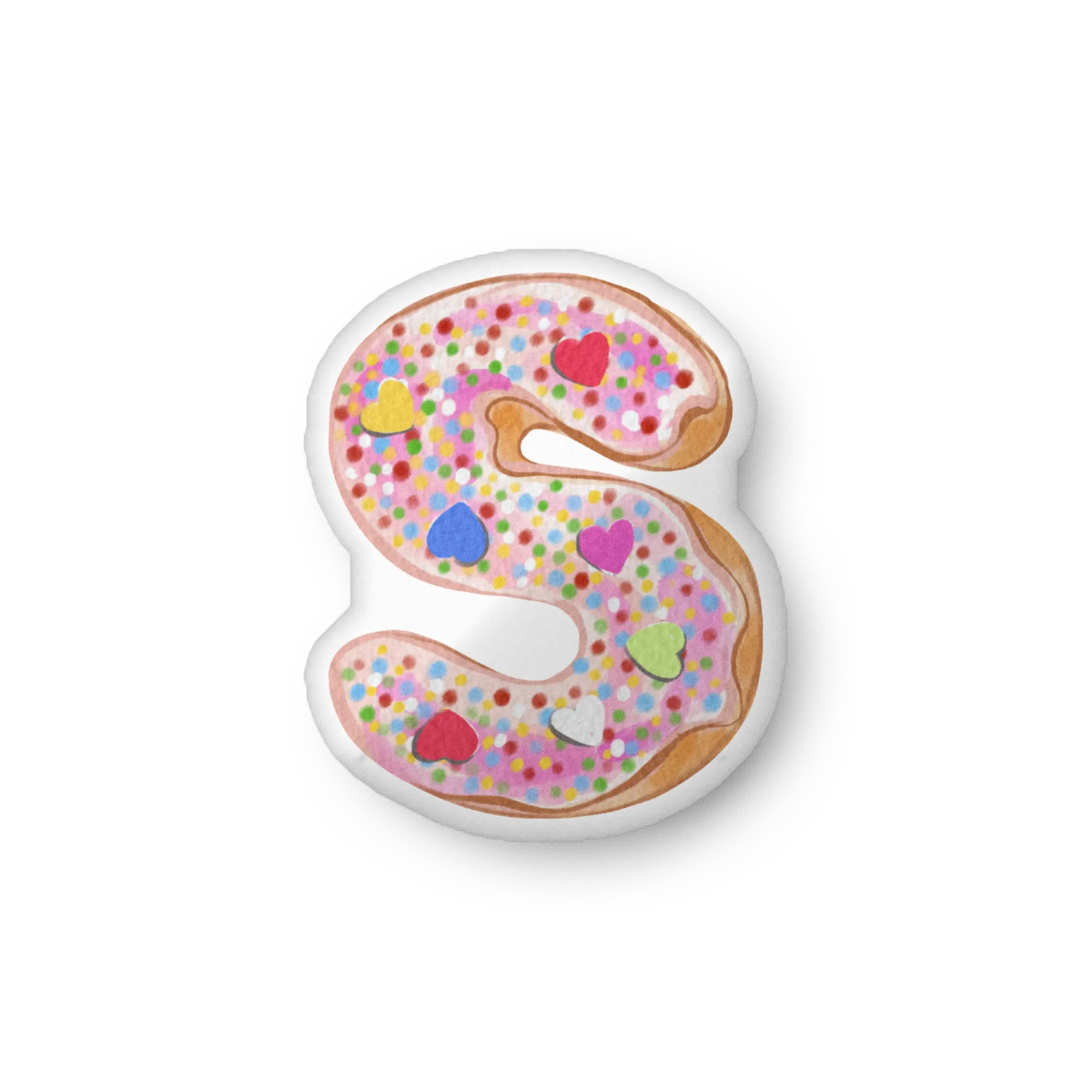 Letter "S" Sprinkles Donut Pillow