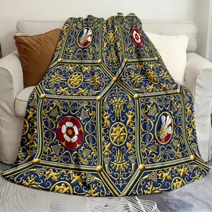 Printed modern throw blankets Hampton Court Renaissance Heraldic Tudor Rose Abstract blanket Warming blanket plush soft and comfortable Soft Comfy blanket Machine Washable Blanket Sofa bed travel blanket