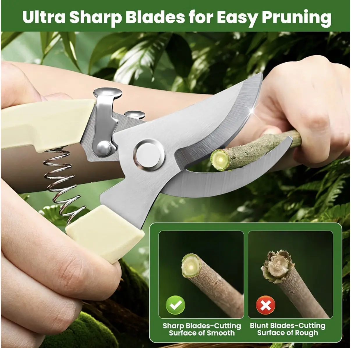 2-Pack Compact Stainless Steel Titanium-Coated Garden Pruning Shears - Shears Gardening Tools, Tree Branch Cutter, Dual Combo Pack, Garden Clippers, Safety Lock, Pocket/Toolkit-Fit